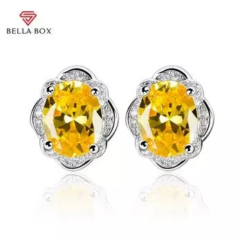 BELLA BOX модные желтые серьги с цирконом для женщин, серьги-гвоздики для свадьбы и помолвки, подвески с кристаллами, ювелирные изделия жёлтый