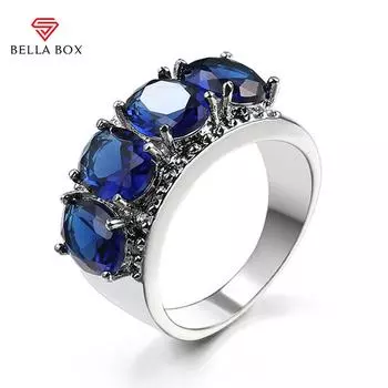 Bella Box модные женские кольца в контрактном стиле с блестящим синим цирконием, нежные аксессуары для вечеринок, женские эстетические украшения 6 синий
