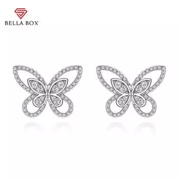 BELLA BOX модные женские серьги-гвоздики с бабочками, стильные аксессуары для пирсинга, повседневная одежда для вечеринок, серьги для девочек, необычные подарочные ювелирные изделия белый