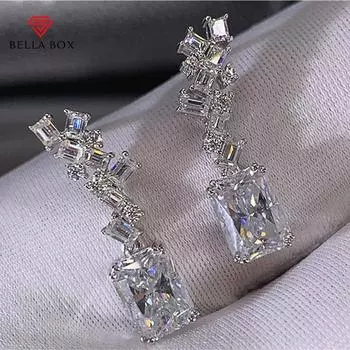 BELLA BOX модные женские серьги с геометрическим цирконом, креативные украшения для свадьбы, помолвки, великолепные подарки на годовщину