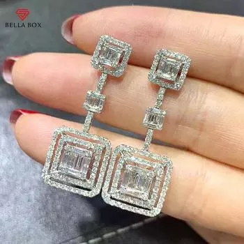 BELLA BOX модные женские свадебные серьги по контракту, простые геометрические формы, висячие серьги с кристаллами кубического циркония, ювелирные изделия