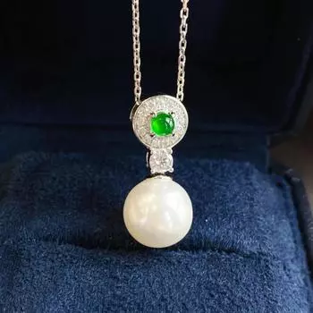 BELLA BOX натуральный лед прозрачный зеленый агат зеленый нефрит халцедон бусины из натуральных ракушек круглый полный бриллиант подвеска женское простое ожерелье Necklace+Pendant белый