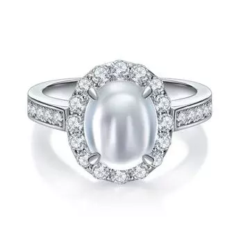 BELLA BOX натуральный ледяной серый агат белый халцедон винтажное открытое кольцо для женщин овальное кольцо в форме яйца свадебное украшение Adjustable Opening белый