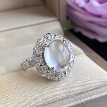 BELLA BOX натуральный ледяной серый агат белый халцедон винтажное открытое кольцо для женщин овальное кольцо в форме яйца аксессуары для вечеринок Adjustable Opening белый
