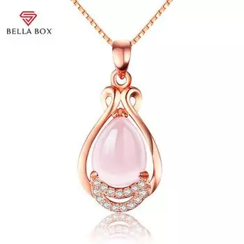 Bella Box натуральный розовый кристалл розового золота цвет ожерелье женская цепочка на ключицу кулон девушка темперамент модный подарок розовый