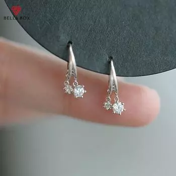 BELLA BOX Необычные серьги-кольца с фианитом, очаровательные модные универсальные аксессуары для ушей для женщин, ювелирные изделия серебряного/золотого цвета белый