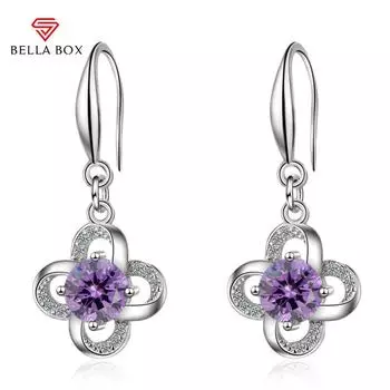 Bella Box Необычные женские серьги с фиолетовым камнем, очаровательные женские роскошные инкрустированные цирконом украшения для ушей фиолетовый