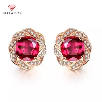 BELLA BOX Новое модное темпераментное роскошное круглое имитация красного турмалина Caibao открывающееся кольцо женские серьги No.3 красный