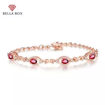 BELLA BOX New Luxury High-end Temperament Fashion Rose Red Imitation Red Tourmaline Gemstone Color Treasure Bracelet For Women розового золота