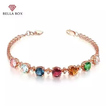 BELLA BOX New Tourmaline Bracelet 18K Gold Female Candy Tourmaline Bracelet With Colored Gemstone Colored Treasure For Party Accessories розового золота