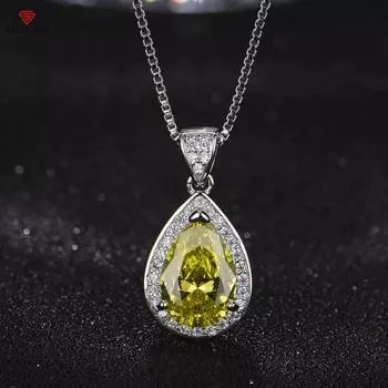 BELLA BOX New Water Drop Shape Luxury Temperament Group Inset Zircon Flash Diamond Color Treasure Pendant Women Fashion Collarbone Chain Necklace No.1 белый