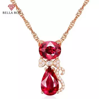 Bella Box Новая милая модная законодательница мод с милым домашним животным котенком Мэй, красная подвеска, женская ключица для женщин, очаровательное украшение на свадьбу, помолвку, изящные ювелирные изделия, новые модные красный/розового золота