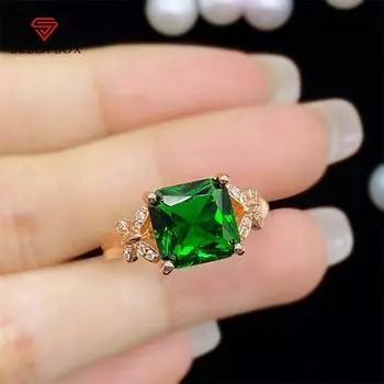 Bella Box Новая мода темперамент бабочка принцесса квадратная зеленая форма открывающиеся кольца для женщин циркон помолвка ювелирные украшения подарок Adjustable Opening зелёный