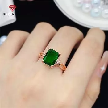 Bella Box Новая мода темпераментная принцесса квадратной формы зеленые открывающиеся кольца для женщин циркон для помолвки изысканные великолепные ювелирные изделия в подарок Adjustable Opening зелёный