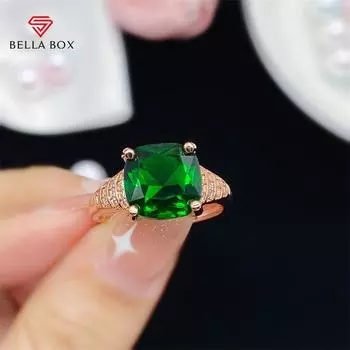 Bella Box Новая мода Темпераментное квадратное зеленое кольцо принцессы для женщин Очаровательное Свадебное помолвочное изысканное нежное ювелирное изделие Новое модное Adjustable Opening зелёный