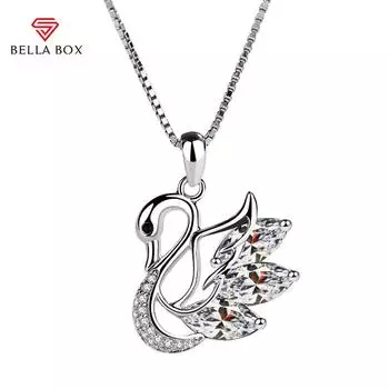Bella Box Новая роскошная модная подвеска в виде лебедя Универсальная индивидуальная цепочка на ключицу для женщин Очаровательная свадебная помолвка Изящные ювелирные изделия Новые модные синий/белый