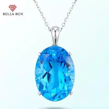 Bella Box, новая роскошная высококачественная овальная синяя подвеска в форме капли, женская модная цепочка на ключицы, изысканные ювелирные изделия высокого качества синий