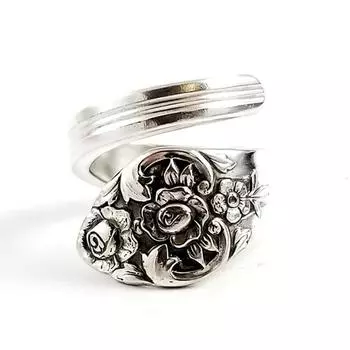 BELLA BOX, новое черненое ручное украшение, темный галстук, листья, цветок, цветущее открытое регулируемое кольцо, женское праздничное украшение Resizable17.3mm серебряный