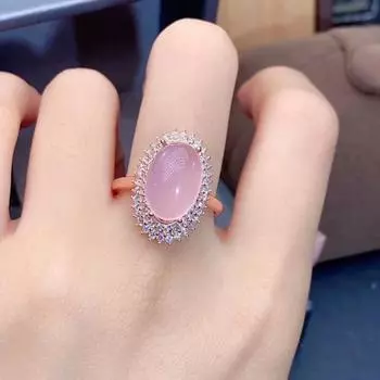 BELLA BOX новое имитация льда, камень лотоса, порошок, нефритовый циркон с окантовкой, темпераментное модное открытое кольцо, женские ювелирные изделия Adjustable Opening розового золота