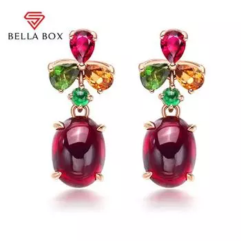 BELLA BOX Новые европейский и американский темперамент имитация красного турмалина граната красного цвета драгоценные серьги серьги женский подарок на день матери розового золота