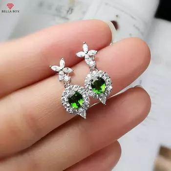 BELLA BOX Новые изысканные серьги с четырьмя листочками клевера, полностью имитирующие бриллианты, сапфиры и изумруды, женские модные серьги-сокровища цвета синий