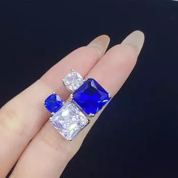 BELLA BOX Новые минималистичные серьги-подвески с имитацией сапфира, подходящие для повседневной женской вечеринки, модные украшения синий