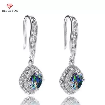BELLA BOX новые модные роскошные серебряные квадратные серьги-капли свадебные аксессуары блестящий циркониевый камень элегантные женские украшения белый