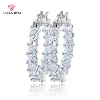 BELLA BOX новые модные серьги-кольца с цирконием для женщин, вечерние, повседневные, носимые, нежные серьги для девочек, блестящие женские украшения белый