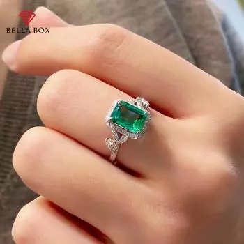 Bella Box новые модные темпераментные квадратные зеленые кольца принцессы для женщин с цирконом, изысканные великолепные ювелирные изделия в подарок зелёный