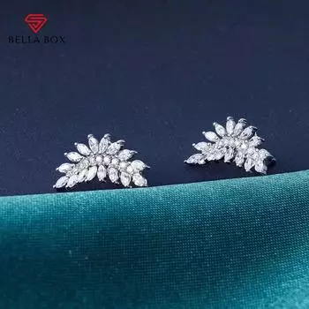 BELLA BOX новые модные женские свадебные серьги с блестящим камнем CZ, шикарные аксессуары для ушей, простые стильные женские серьги, ювелирные изделия