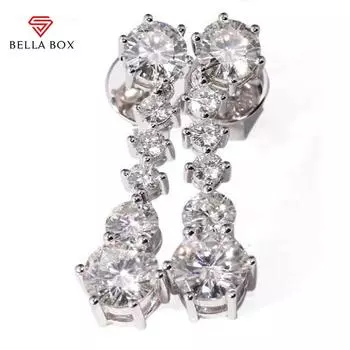 BELLA BOX новые модные женские висячие серьги с блестящими круглыми циркониями, темпераментные милые серьги для девочек, модные украшения белый