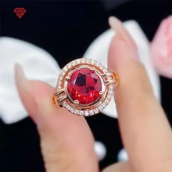 Bella Box Новые овальные розово-красные темпераментные женские кольца с кубическим цирконием, роскошные женские украшения для вечеринки, лучший подарок для матери, блестящие кольца Adjustable Opening розы красного