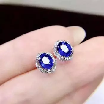 BELLA BOX Новые популярные серьги с сапфирами и имитацией бриллиантов, женские модные серьги-сокровища цвета синий