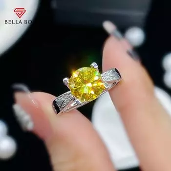 Bella Box новые темпераментные желтые кольца круглой формы для женщин, с цирконом на день Святого Валентина, изысканные лаконичные ювелирные изделия, подарок жёлтый