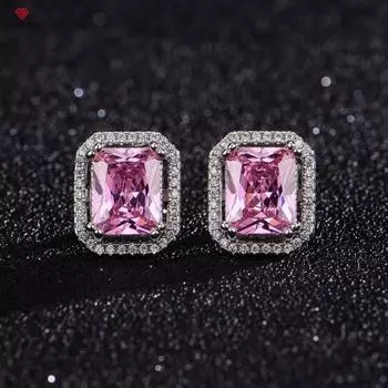 BELLA BOX Новые высококачественные сверхчеловеческие модные прямоугольные серьги из розового циркония класса люкс для женщин, корейская версия подвески на цепочке для ключицы No.2 розовый