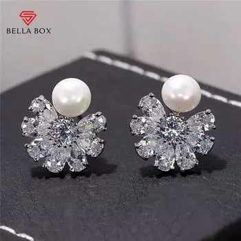 BELLA BOX новые женские серьги-гвоздики с искусственным жемчугом, элегантные свадебные аксессуары для помолвки, модные ювелирные изделия высокого качества