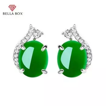 BELLA BOX новый дизайн, зеленые женские серьги, созданные изумрудным драгоценным камнем, изысканные очаровательные ювелирные изделия для женщин зелёный
