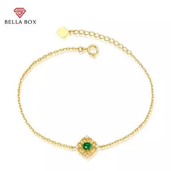 BELLA BOX Новый европейский и американский роскошный простой изумрудный цвет сокровище ажурный инкрустированный циркониевый браслет женские украшения для рук подарок на вечеринку золотой