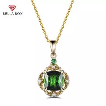 Bella Box новый квадратный зеленый циркон цветной кулон женская цепочка на ключицу ожерелье очарование свадьба помолвка зелёный