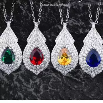 BELLA BOX Новый легкий роскошный микро инкрустированный кулон из высокоуглеродистого камня в форме капли воды, все аксессуары для вечеринок, женское ожерелье, кулон Pendant [without chain] зелёный