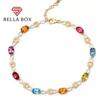 BELLA BOX Новый модный индивидуальный радужно-семицветный позолоченный браслет цвета сокровища для женщин имитация турмалина ювелирные изделия для рук золотой