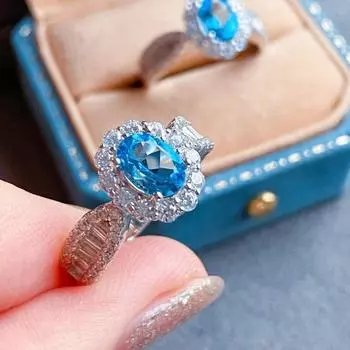 BELLA BOX Новый продукт, имитация небесно-голубого камня топа, наполненного платьем обручального кольца девушки Adjustable Opening синий