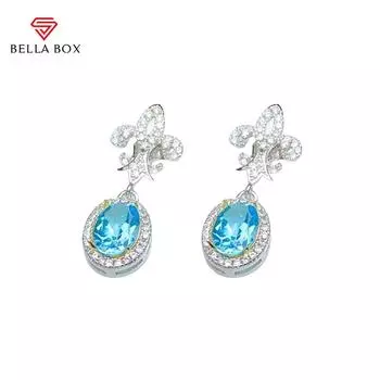 BELLA BOX, новый продукт, темперамент, швейцарский синий, имитация морского синего топаза, длинные серьги, женские модные украшения для ушей морской синий