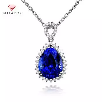 Bella Box Новый Роскошный Темперамент Капли Воды Синий Цвет Большой Кулон Женское Ожерелье Ювелирные Изделия Для Женщин Очарование Вечерние Цепи Ключицы Женские Подарки синий