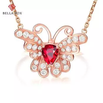 Bella Box новый стиль персонализированный темперамент имитация красного корунда подвеска в форме бабочки ожерелье женские украшения из розового золота на голову Шарм на день Святого Валентина