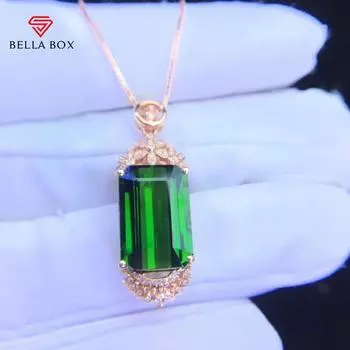 Bella Box, новый стиль, роскошный прямоугольный кулон с драгоценным камнем, женское ожерелье цвета розового золота, ожерелье на ключицу, свадьба, помолвка, изящные ювелирные изделия, подарок зелёный