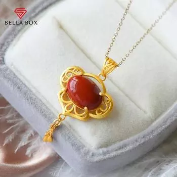 Bella Box, новый стиль, темперамент, китайский красный воск, выдолбленный кулон, женская модная цепочка на ключицу для женщин, очаровательная вечеринка ко Дню матери