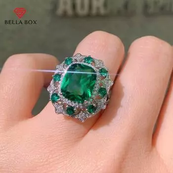 Bella Box обручальное кольцо женская мода квадратной формы зеленые кольца романтические аксессуары для девочек подарок на годовщину трендовые ювелирные изделия зелёный