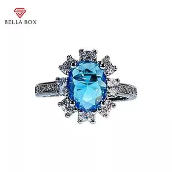 BELLA BOX Обручальные кольца для женщин с открытой регулировкой, изысканные ювелирные изделия, подарок небесно-голубой