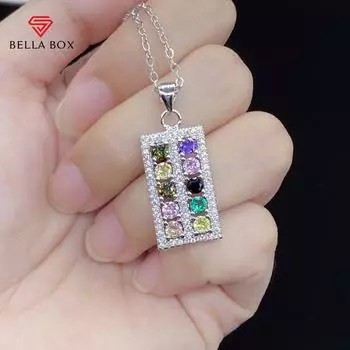 BELLA BOX Онлайн-трансляция знаменитостей в прямом эфире Новый продукт Сладкие счеты Моделирование Конфеты Турмалин Свет Роскошное модное ожерелье с подвеской Женские украшения Necklace серебряный